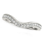 14k White Gold Milgrain Baroque Curved Diamond Wedding Ring (1/6 cttw)