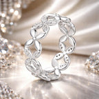 925 Sterling Silver White Gold Plated 0.6cm Ring Size 6 for Women