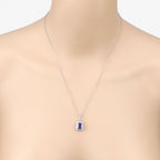 2.56 Carat Genuine Tanzanite and White Diamond 14K White Gold Pendant