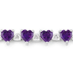 10.01 Carat Genuine Amethyst and White Diamond .925 Sterling Silver Bracelet