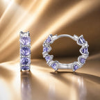 925 Sterling Silver Earrings with Pavé Setting and Plated Platinum for Women