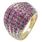 14K Yellow Gold Plated 2.94 Carat Genuine Ruby & White Topaz .925 Sterling Silver Ring