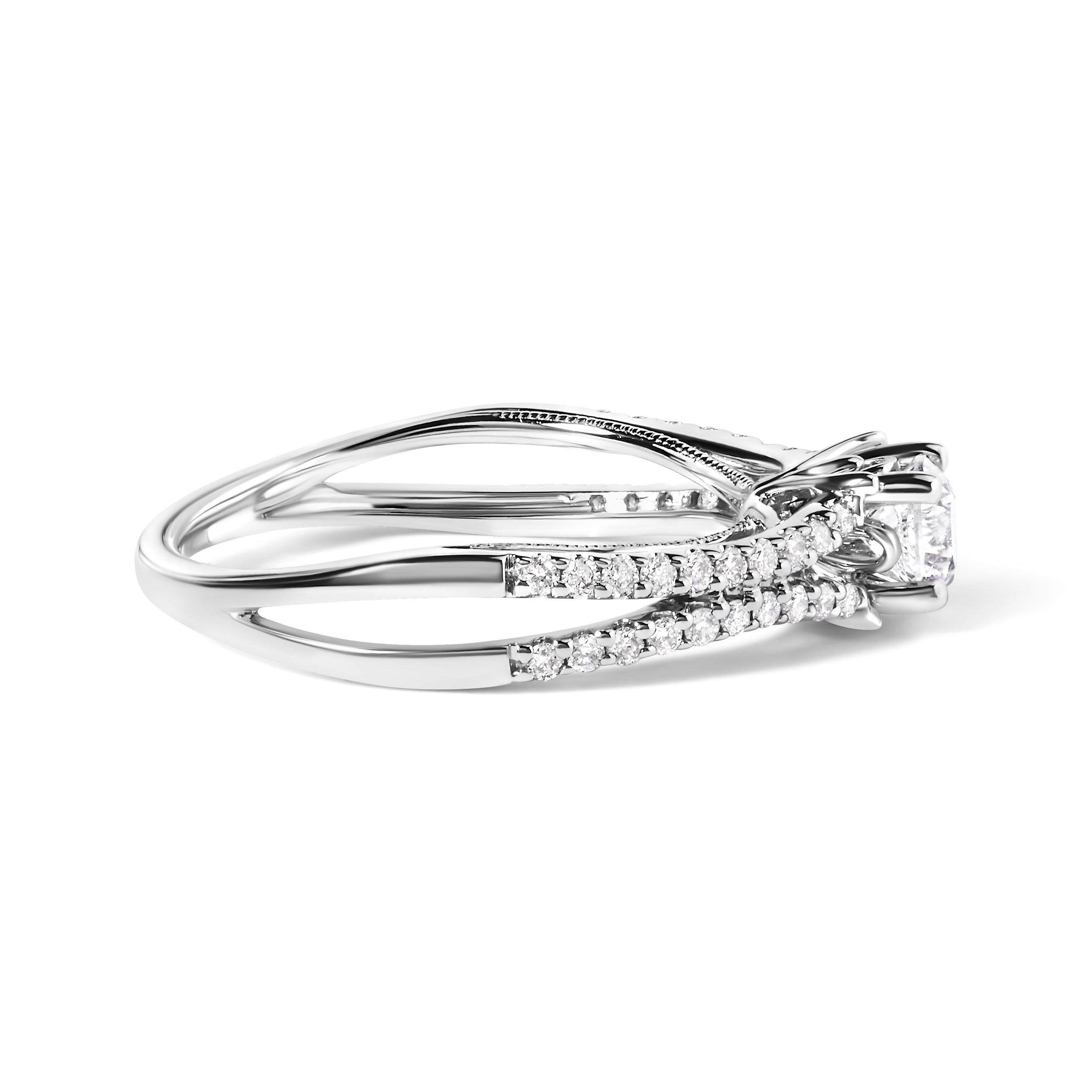 14K White Gold 5/8 Cttw Diamond Split Shank Engagement Ring (G-H Color, VS2-SI1 Clarity) - Size 7