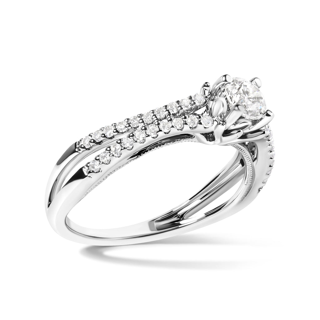 14K White Gold 5/8 Cttw Diamond Split Shank Engagement Ring (G-H Color, VS2-SI1 Clarity) - Size 7