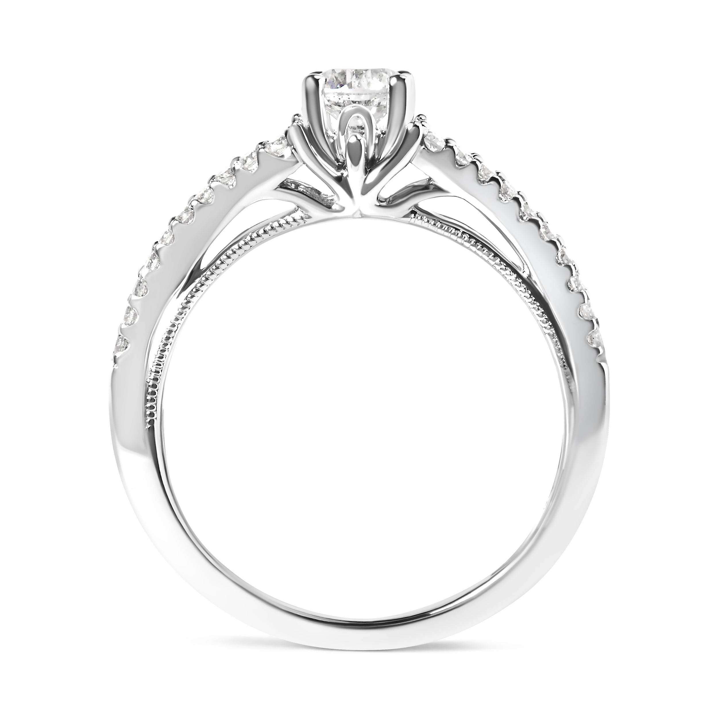 14K White Gold 5/8 Cttw Diamond Split Shank Engagement Ring (G-H Color, VS2-SI1 Clarity) - Size 7