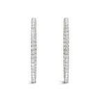14k White Gold Diamond Hoop Earrings with Shared Prong Setting (2 cttw)