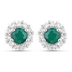 1.81 Carat Dyed Emerald and White Topaz .925 Sterling Silver Jewelry Set