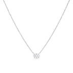 14K White Gold 1/2 Cttw Lab Grown Oval Solitaire Diamond East West 18" Pendant Necklace (E-F Color, VS1-VS2 Clarity)