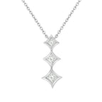 10K White Gold 1/5 Cttw Princess Cut Diamond 3 Stone Drop 18" Pendant Necklace (H-I Color, SI2-I1 Clarity)