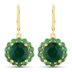 8.54 Carat Dyed Emerald and Emerald .925 Sterling Silver Earrings