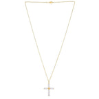 14k Yellow Gold Pearl Cross Pendant