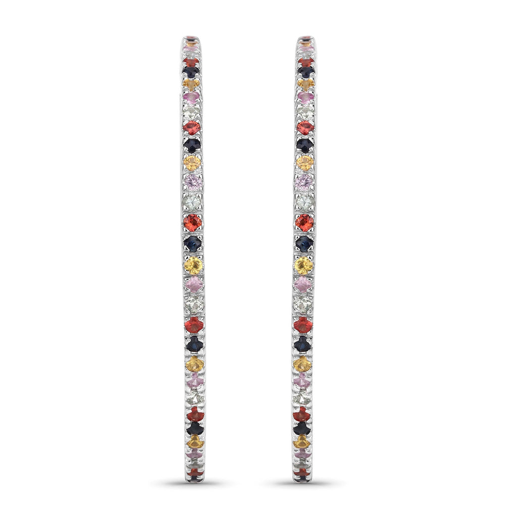 2.24 Carat Genuine Multi-Sapphire .925 Sterling Silver Earrings