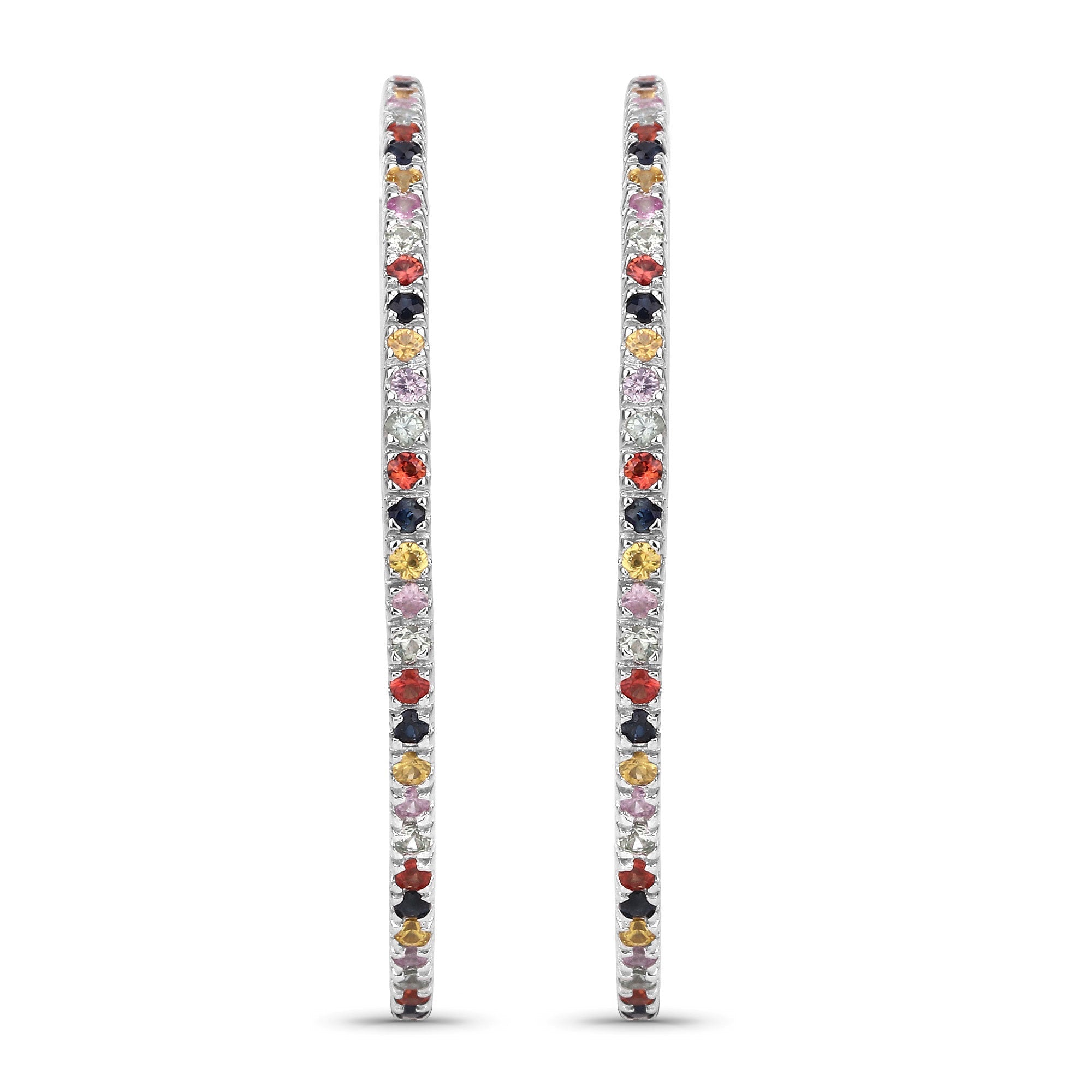 2.24 Carat Genuine Multi-Sapphire .925 Sterling Silver Earrings