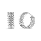 14K White Gold 1/4 Carat Total Weight Lab Grown Diamond Leafy Wreath Hoop Earrings (F-G Color, VS1-VS2 Clarity)