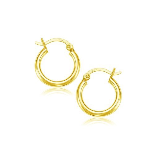 10k Yellow Gold Polished Hoop Earrings (15mm)