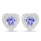 1.18 Carat Genuine Tanzanite & White Topaz .925 Sterling Silver Earrings