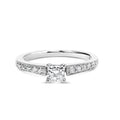 14K White Gold 1/2 Carat Total Weight Princess Cut Diamond Engagement Ring (G-H Color, VS2-SI1 Clarity) - Size 7