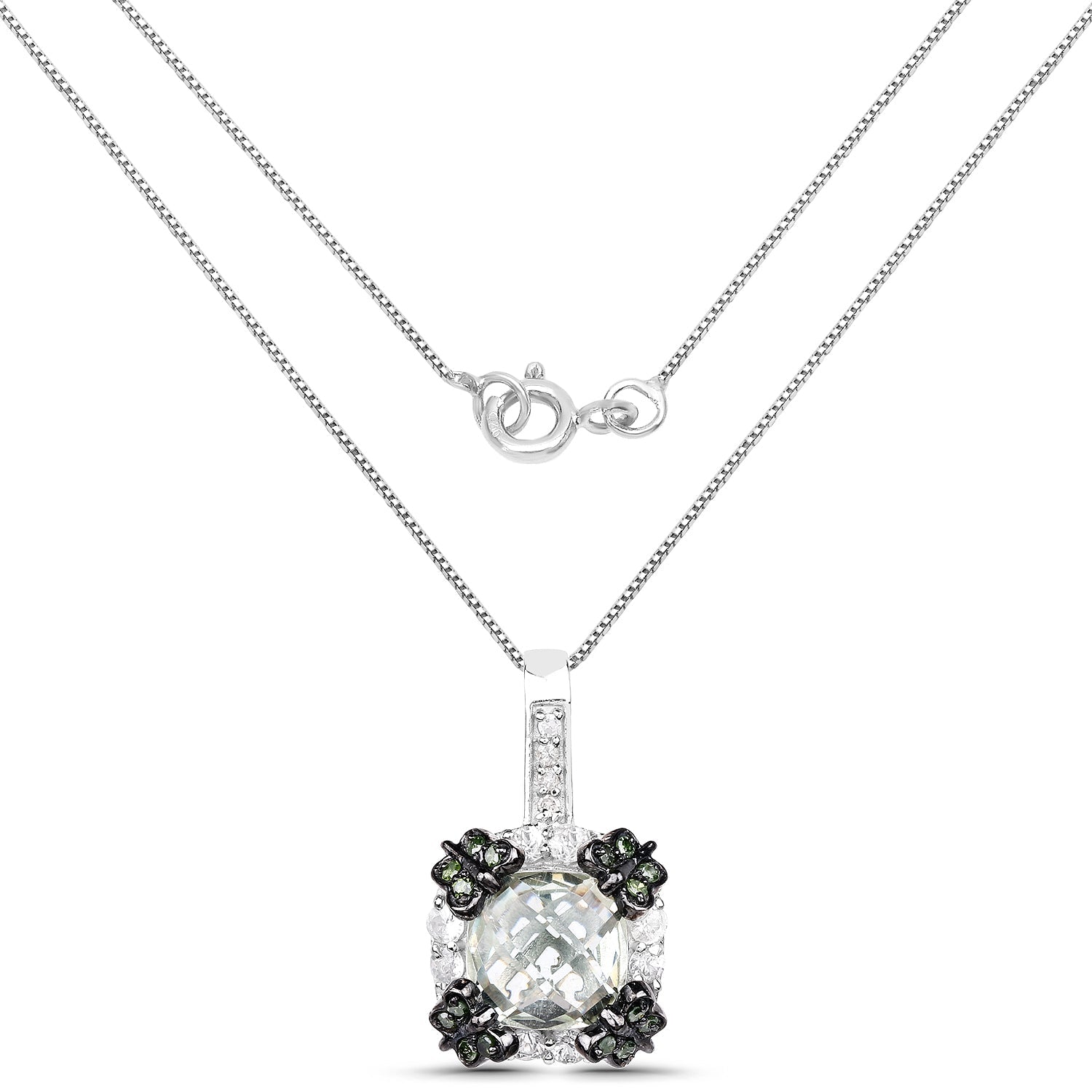 2.72 Carat Genuine Multi-Stone .925 Sterling Silver Pendant