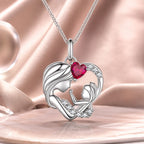925 Sterling Silver Necklace with Pavé Setting CZ, 25x19mm Pendant, 400mm-450mm Length for Women