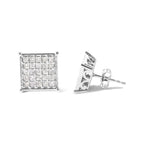 10K White Gold 3/4 Cttw Princess Diamond Composite Stud Earrings (I-J Color, I1-I2 Clarity)