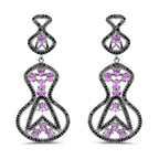 5.30 Carat Genuine Amethyst and Black Spinel .925 Sterling Silver Earrings