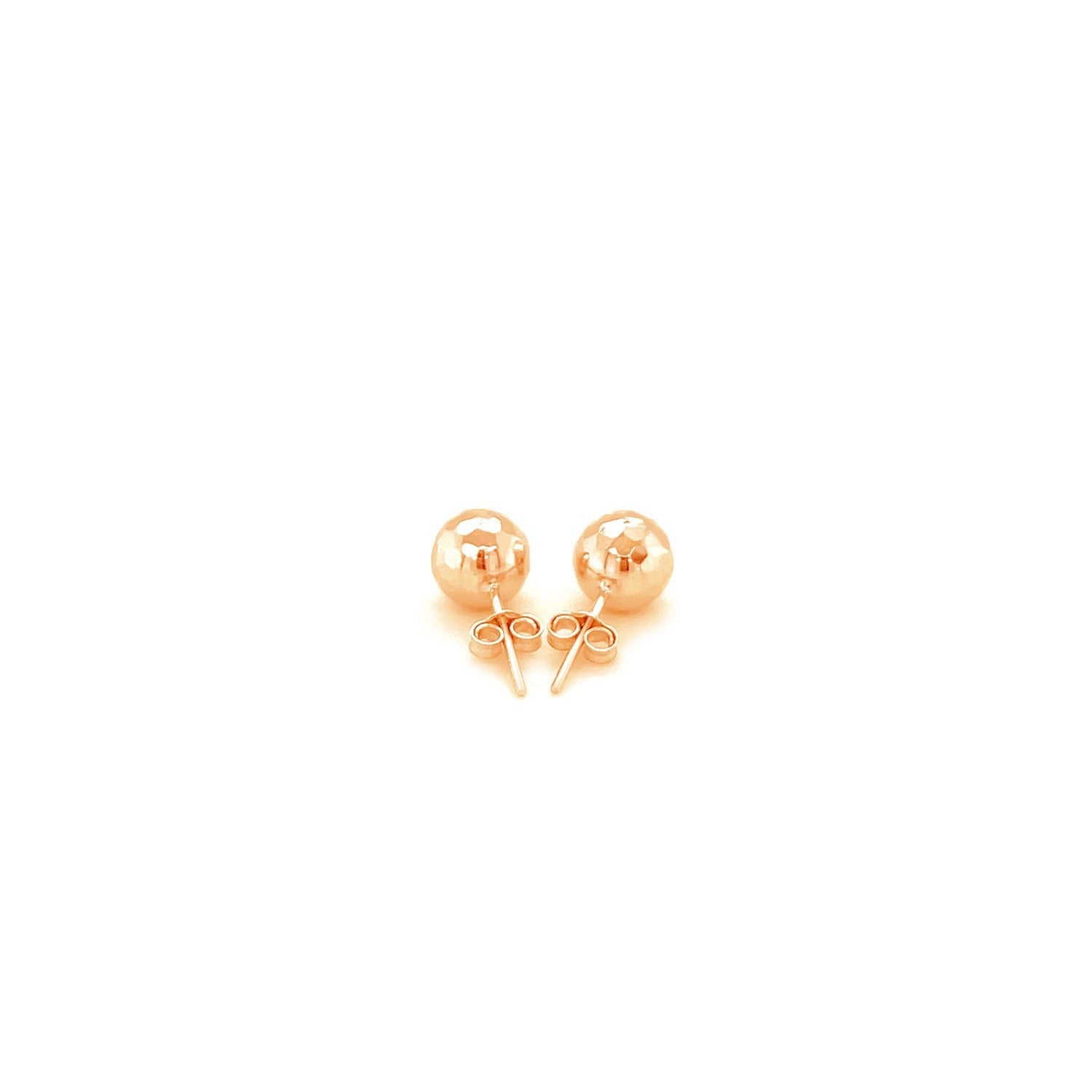14k Rose Gold Faceted Ball Earrings