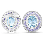 6.30 Carat Genuine Blue Topaz and Tanzanite .925 Sterling Silver Earrings