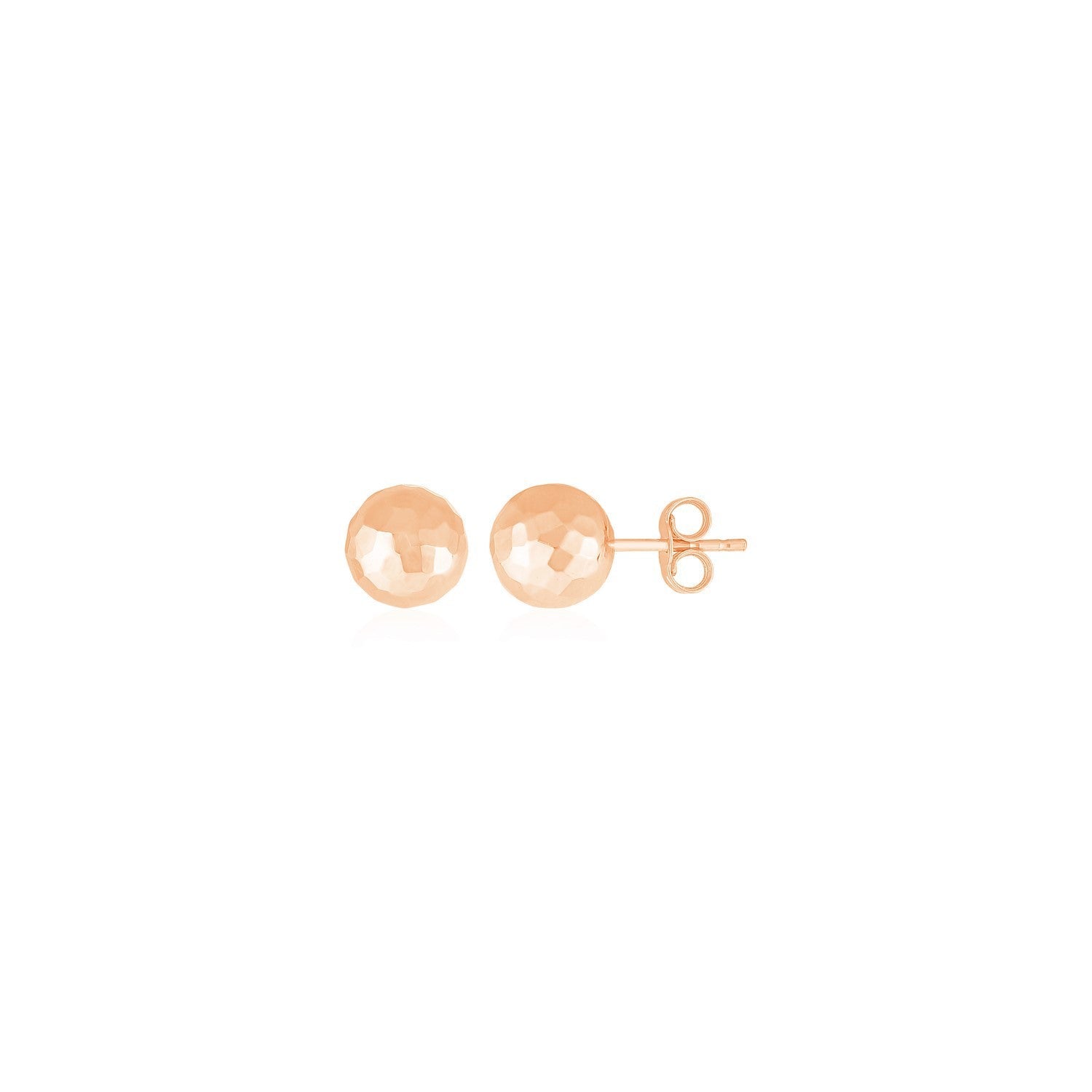 14k Rose Gold Faceted Ball Earrings