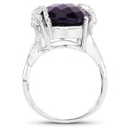 10.44 Carat Genuine Amethyst and White Topaz .925 Sterling Silver Ring