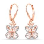18K Rose Gold Plated 1.88 Carat Genuine Morganite .925 Sterling Silver Earrings
