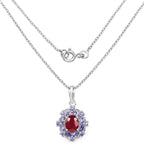 3.22 Carat Genuine Glass Filled Ruby & Tanzanite .925 Sterling Silver Pendant
