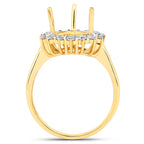 0.48 Carat Genuine White Diamond 14K Yellow Gold Semi Mount Ring - holds 11x9mm Pear Gemstone