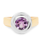 14K Yellow Gold Plated 2.25 Carat Genuine Amethyst .925 Sterling Silver Ring