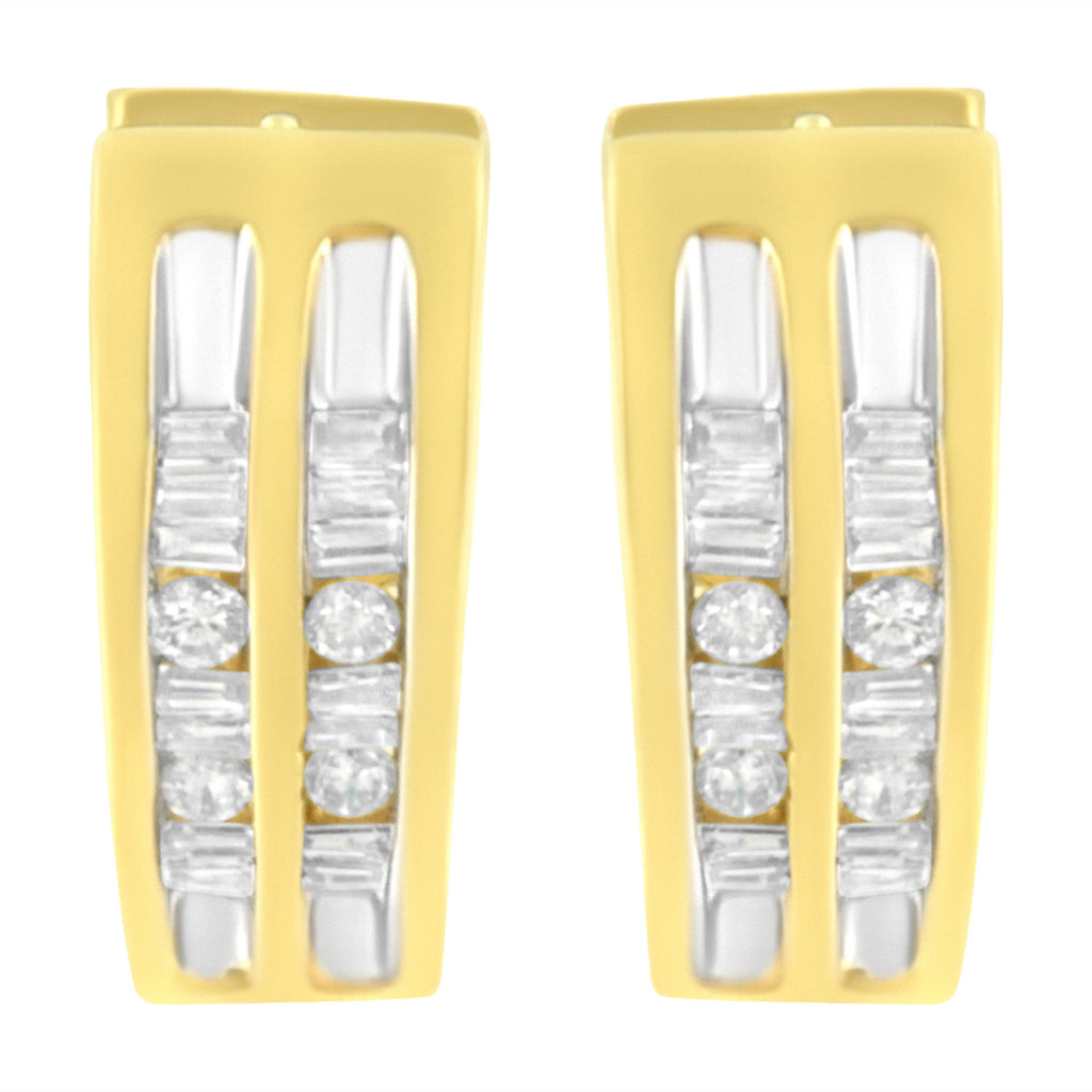 10K Yellow Gold 1/2 cttw Diamond Huggie Heart Hoop Earrings (I-J Clarity, I2-I3 Color)