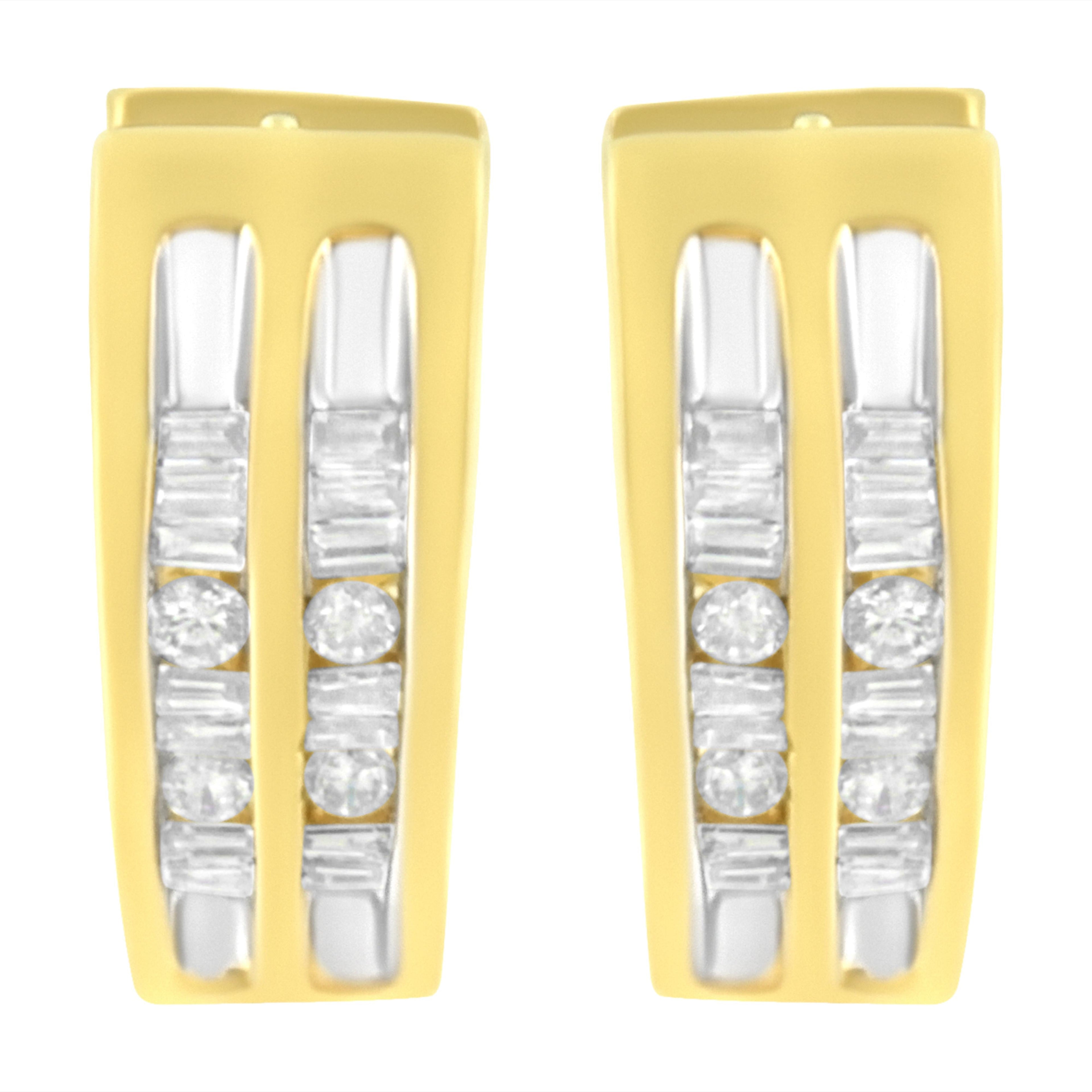 10K Yellow Gold 1/2 cttw Diamond Huggie Heart Hoop Earrings (I-J Clarity, I2-I3 Color)