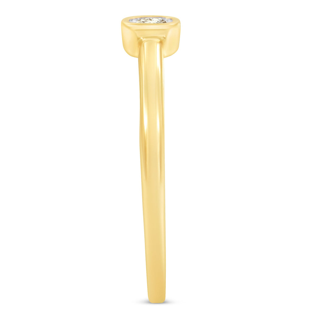14K Yellow Gold Plated .925 Sterling Silver 1/20 Carat Diamond Square Cushion-Shaped Miracle Set Petite Fashion Promise Ring (J-K Color, I1-I2 Clarity) - Size 6