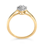10K Yellow Gold 1/10 Cttw Diamond Heart and Halo Promise Ring