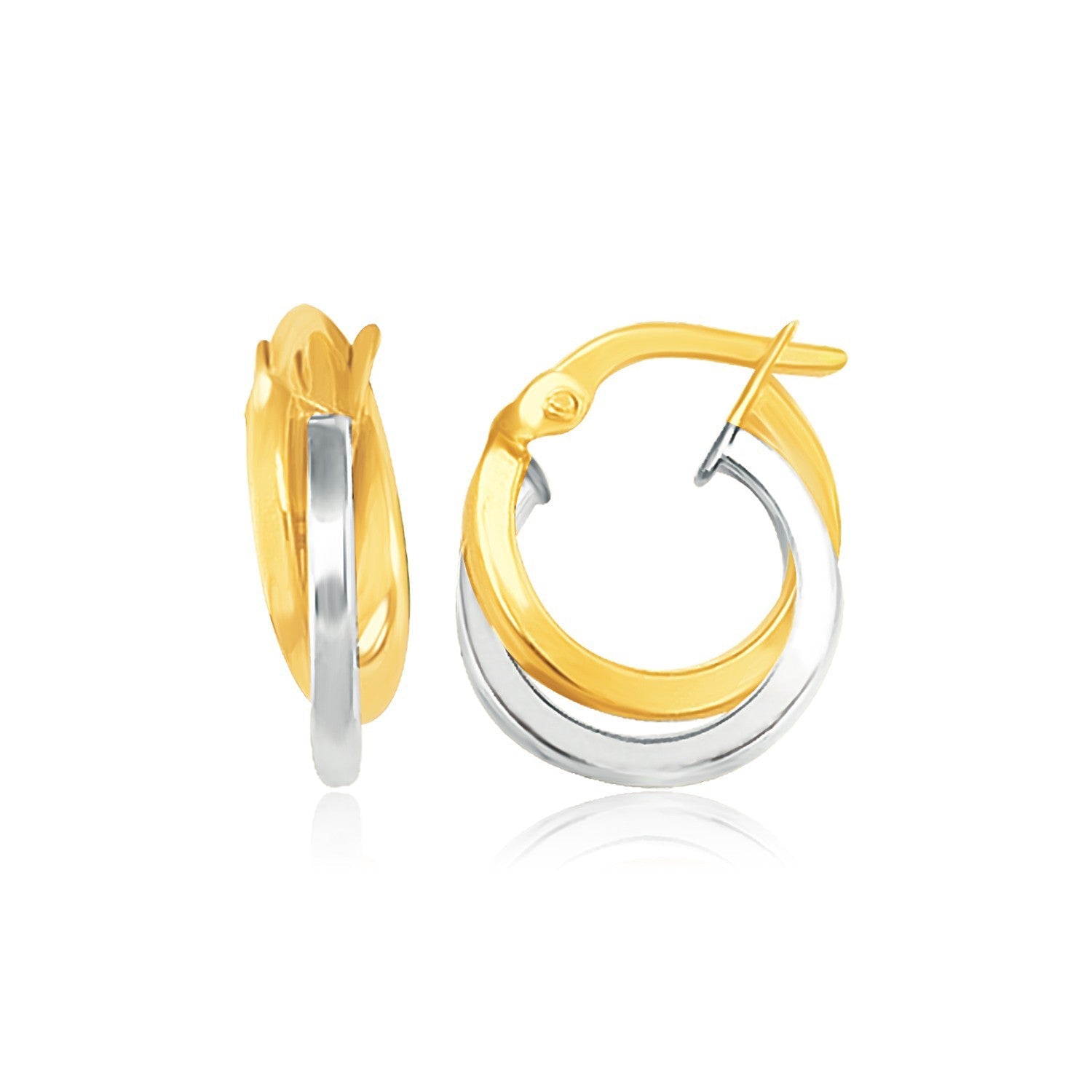14k Two-Tone Gold Double Round Hoop Earrings