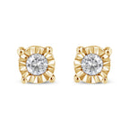 10K Yellow Gold Plated .925 Sterling Silver 1/10 Cttw Round Brilliant-Cut Diamond Miracle-Set Stud Earrings (J-K Color, I3 Clarity)