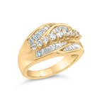 14K Yellow Gold 1.00 Carat Total Weight Diamond Cocktail Cluster 5 Stone Ring (H-I Color, SI1-I1 Clarity) - Ring Size 7