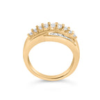 14K Yellow Gold 1.00 Carat Total Weight Diamond Cocktail Cluster 5 Stone Ring (H-I Color, SI1-I1 Clarity) - Ring Size 7