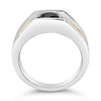 Men's 14K Yellow Gold Plated Sterling Silver 1.0 Cttw Round Black Diamond Band Ring