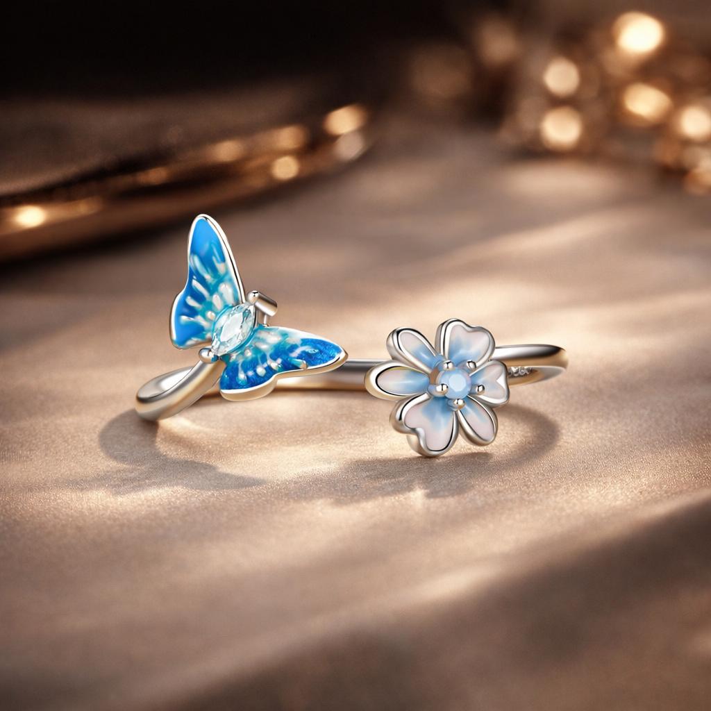 925 Sterling Silver Opal Nanometer Stone Platinum Plated Ring
