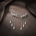 925 Sterling Silver Plated Platinum Pavé Setting CZ Earrings 3.4*0.7cm for Women