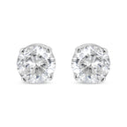 14K White Gold 1.0 Cttw 4-Prong Set Brilliant Round-Cut Solitaire Lab Grown Diamond Push Back Stud Earrings (E-F Color, VVS2-VS1 Clarity)