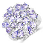 3.35 Carat Genuine Tanzanite .925 Sterling Silver Ring