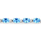 10.71 Carat Genuine Swiss Blue Topaz .925 Sterling Silver Bracelet