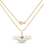 14K Yellow Gold Plated 0.62 Carat Genuine Tanzanite and White Topaz .925 Sterling Silver Pendant