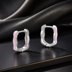 925 Sterling Silver Earrings with Enamel in White Gold Finish - 13*3mm for Women