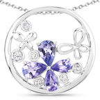 1.33 Carat Genuine Tanzanite and White Topaz .925 Sterling Silver Pendant